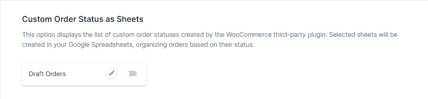 Custom Order Status as Sheets