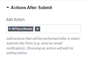 Select ElementorSheets in Actions After Submit