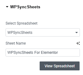 WPSyncSheets For Elementor Spreadsheet Settings