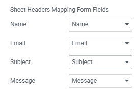 Sheet Headers Mapping Form Fields