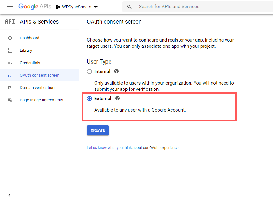Select External User Type