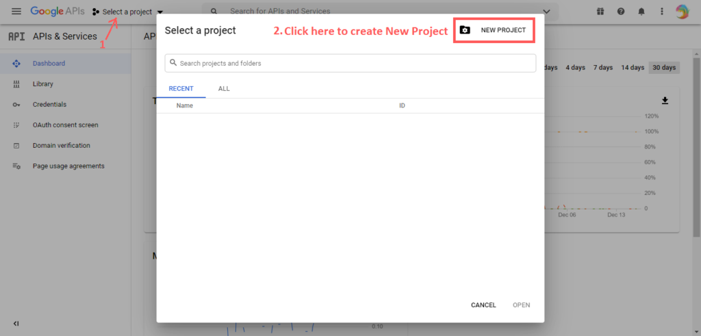Click Here to Create New Project