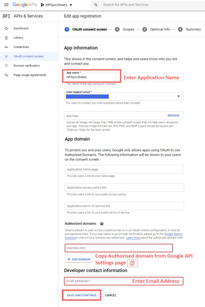 Enter Application Name