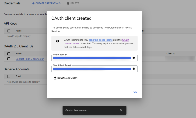 OAuth Client Created