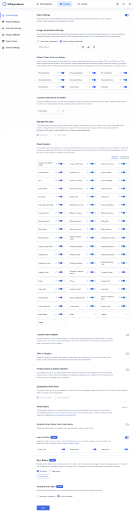 WooCommerce of Order Setting tab