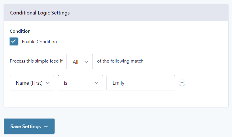 Conditional Logic Settings