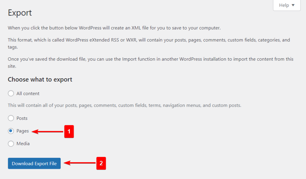 Export Pages File