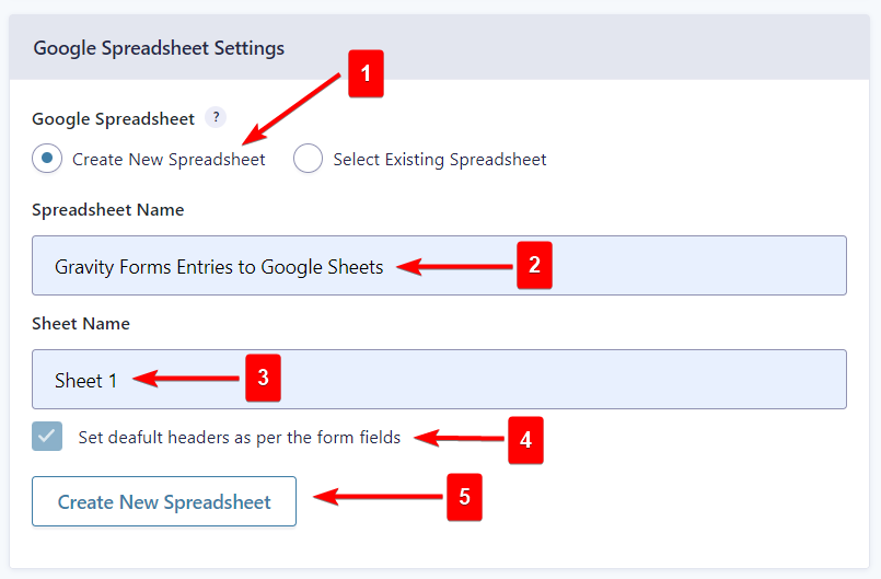 Google Spreadsheet Settings