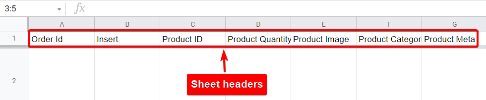 Order Sheet Headers
