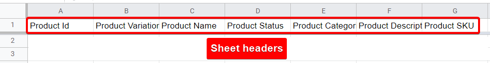 Product Settings Sheet Headers 