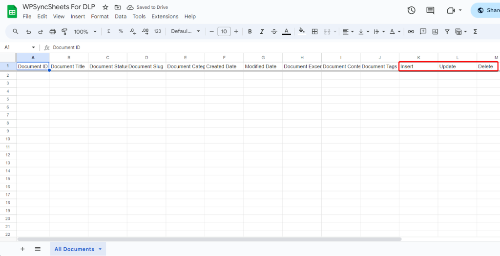 Update Column Sheet