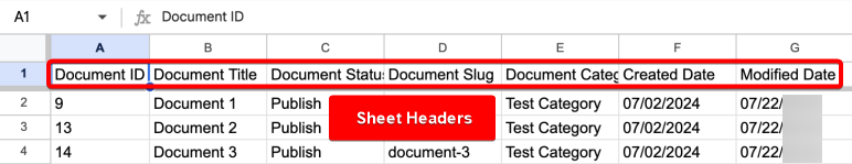 Sheet Headers