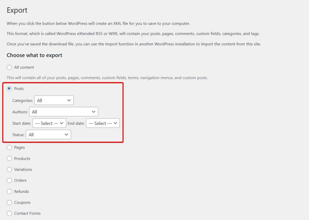Export Posts