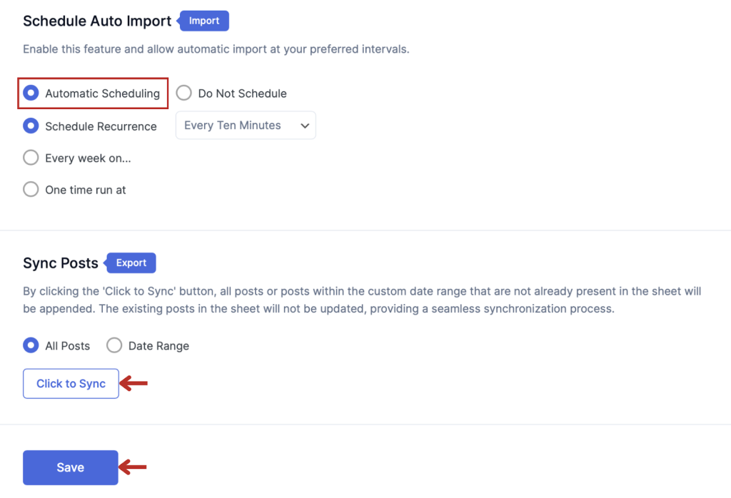 Automatic Schedule Auto Import and Export