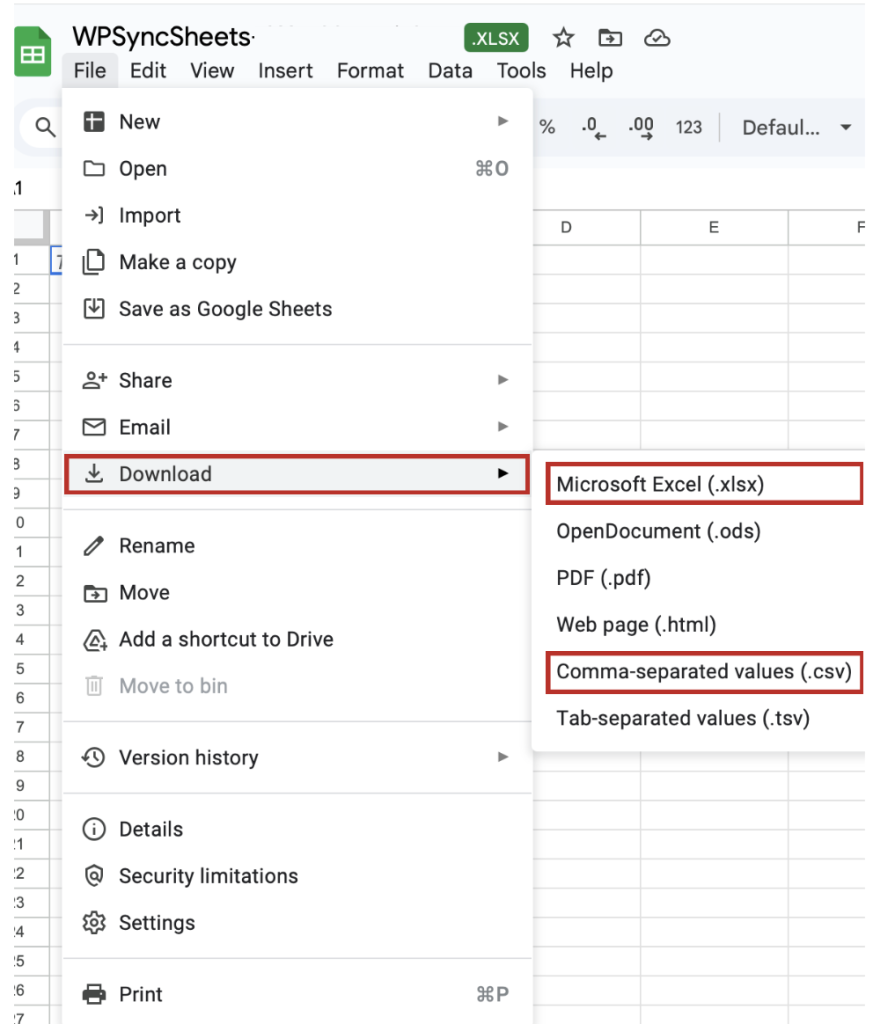 How to export from Google Sheets?