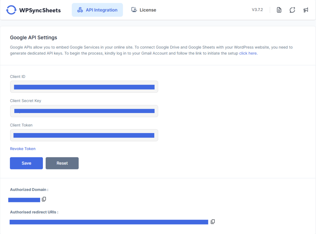 WPSyncSheets For Contact Form 7 settings page
