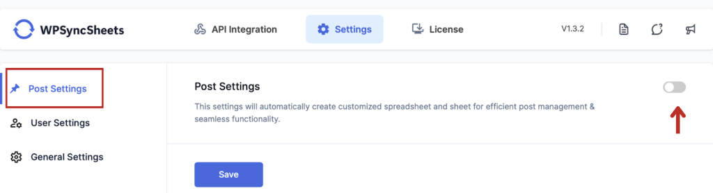 Enable Post Settings for Export Posts