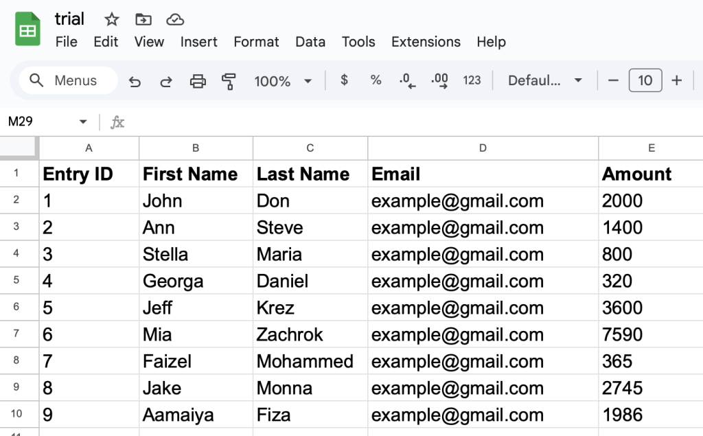 Sample Gravity Forms Entries Export Google Sheets