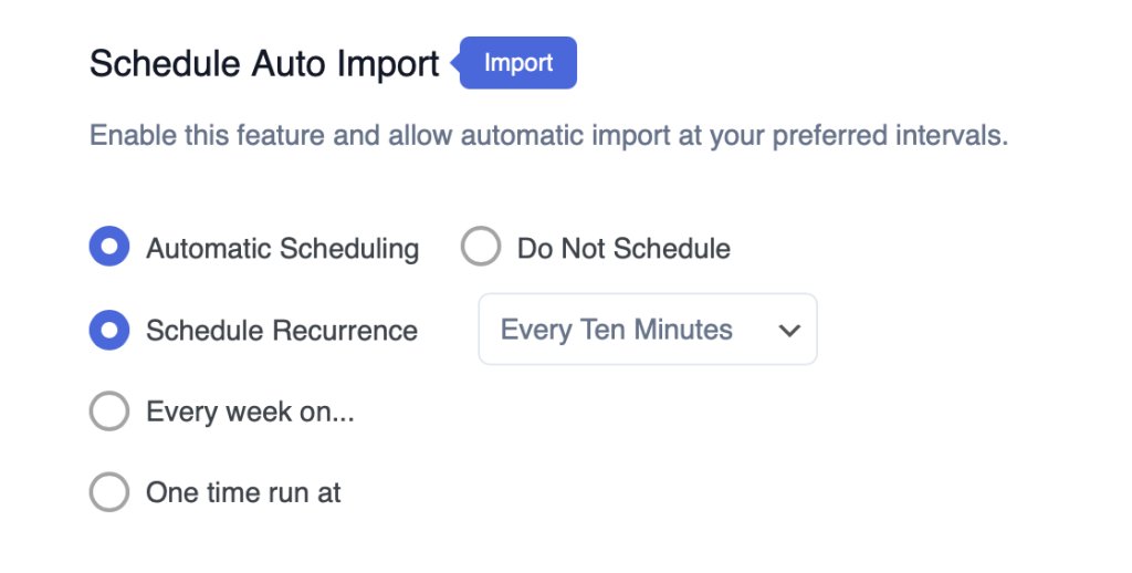 WPSyncSheets Schedule Auto Import option