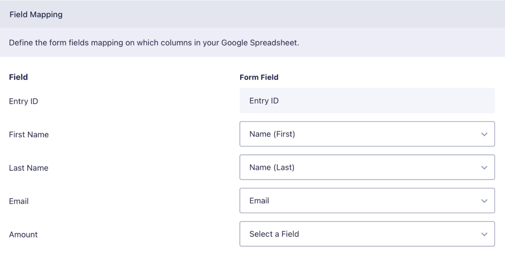 Sheet Headers Mapping