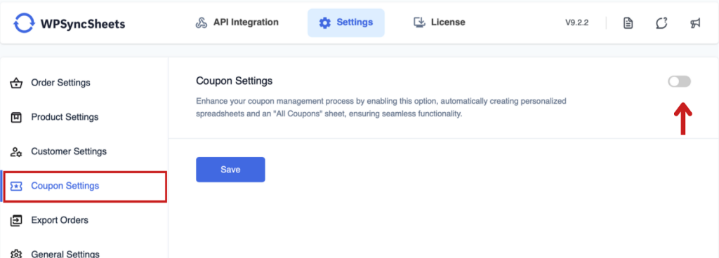 WPSyncSheets Coupon Enable Settings